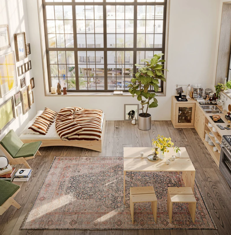 Hocker JOIN-IN Stool Raw Kiefer massiv unbehandelt von Karup