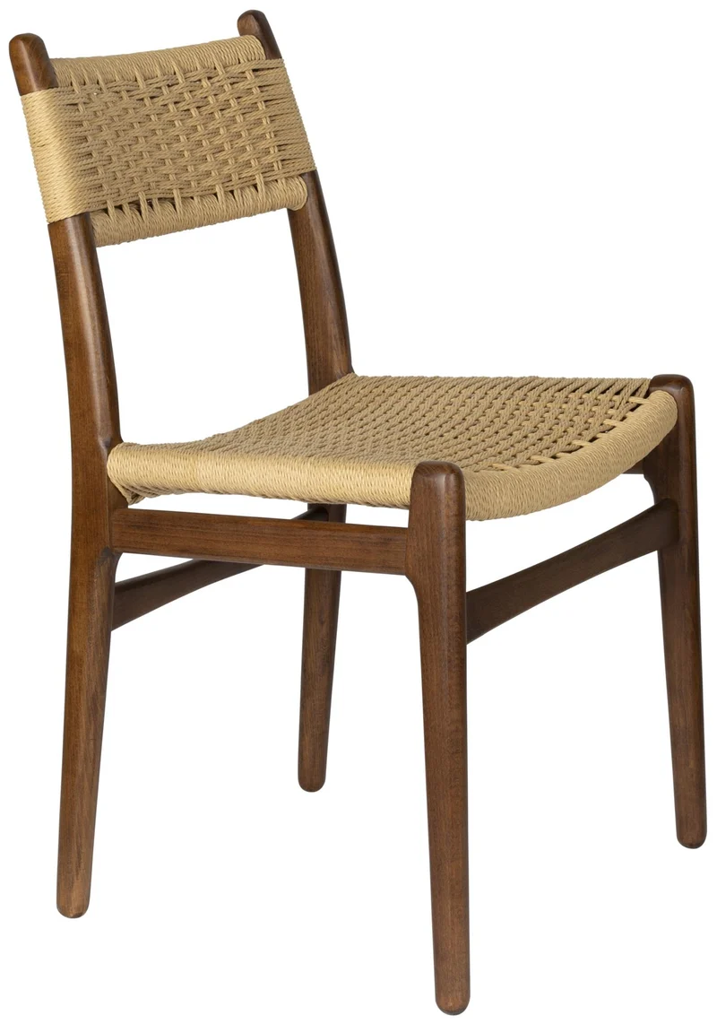 Dutchbone Stuhl Cecile Walnut: Holz & Geflecht im Retro-Look