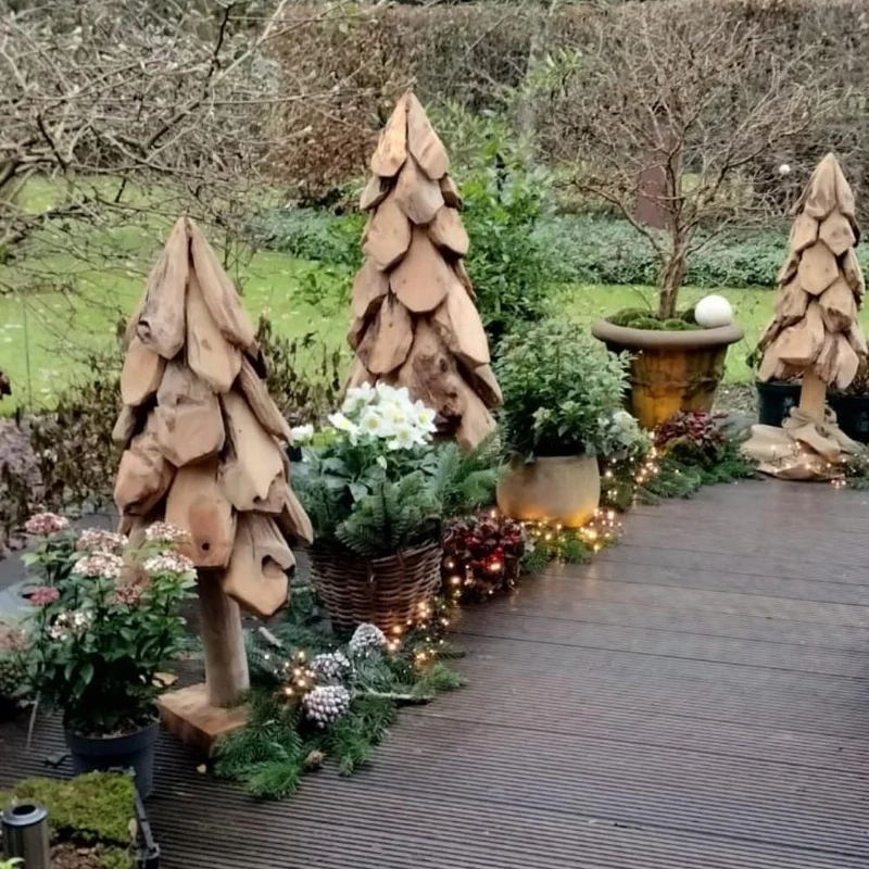Teak Deko Baum BOOM ca. H40cm Tannenbaum Massivholz