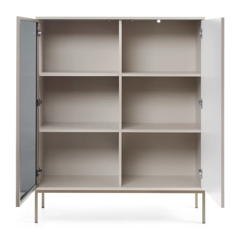 Zweiflügelige Vitrine Tosena mit LED-Beleuchtung, 104 cm, Kaschmir