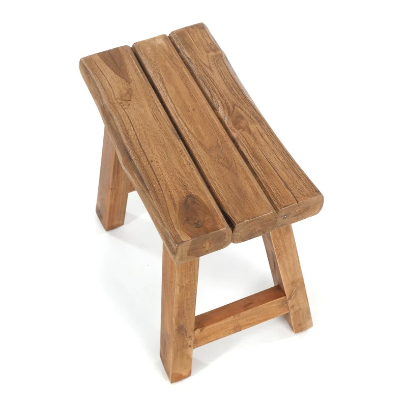SITZHOCKER "RUSTIC" | 41x42x24cm (HxBxT), Teak | Holzhocker | Farbe: 01 natur-vintage