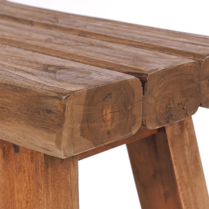 SITZHOCKER "RUSTIC" | 41x42x24cm (HxBxT), Teak | Holzhocker | Farbe: 01 natur-vintage