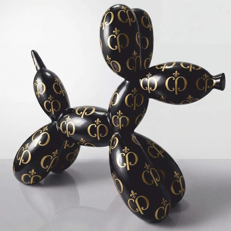 Casa Padrino XXL Deko Skulptur Ballon Hund Schwarz / Gold 210 cm - Riesige Garten Figur CPB