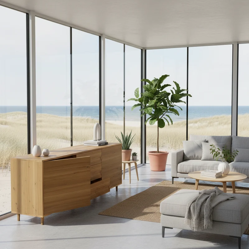 Sideboard "schmale Fuge" Eiche Rustikal - Natur geölt 180cm