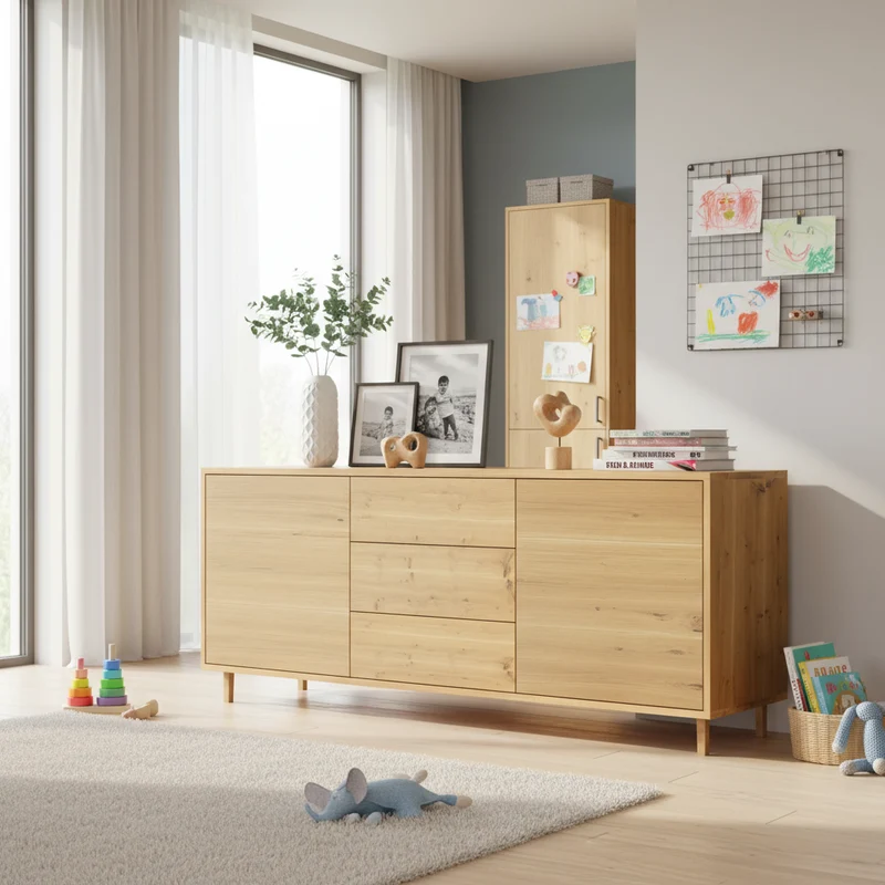 Sideboard "schmale Fuge" Eiche Rustikal - Natur geölt 180cm