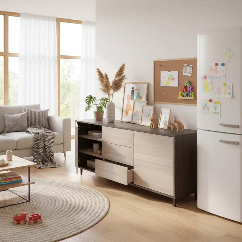 Sideboard "schmale Fuge" Eiche Premium - Schwarz/Weiß geölt 180cm