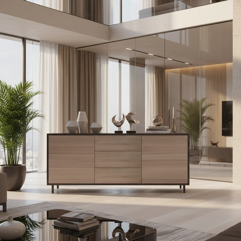 Sideboard "schmale Fuge" Eiche Premium - Schwarz/Weiß geölt 180cm