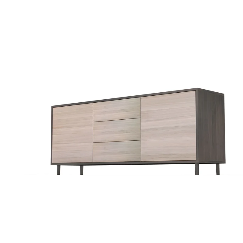 Sideboard "schmale Fuge" Eiche Premium - Schwarz/Weiß geölt 180cm