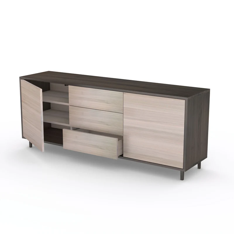 Sideboard "schmale Fuge" Eiche Premium - Schwarz/Weiß geölt 180cm