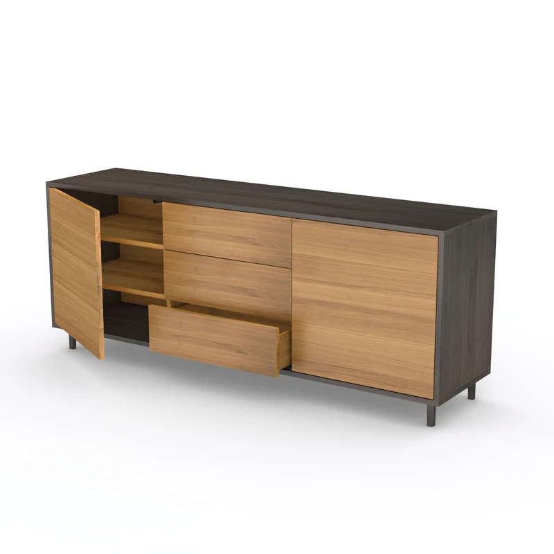 Sideboard "schmale Fuge" Eiche Premium - Natur/Schwarz geölt 180cm