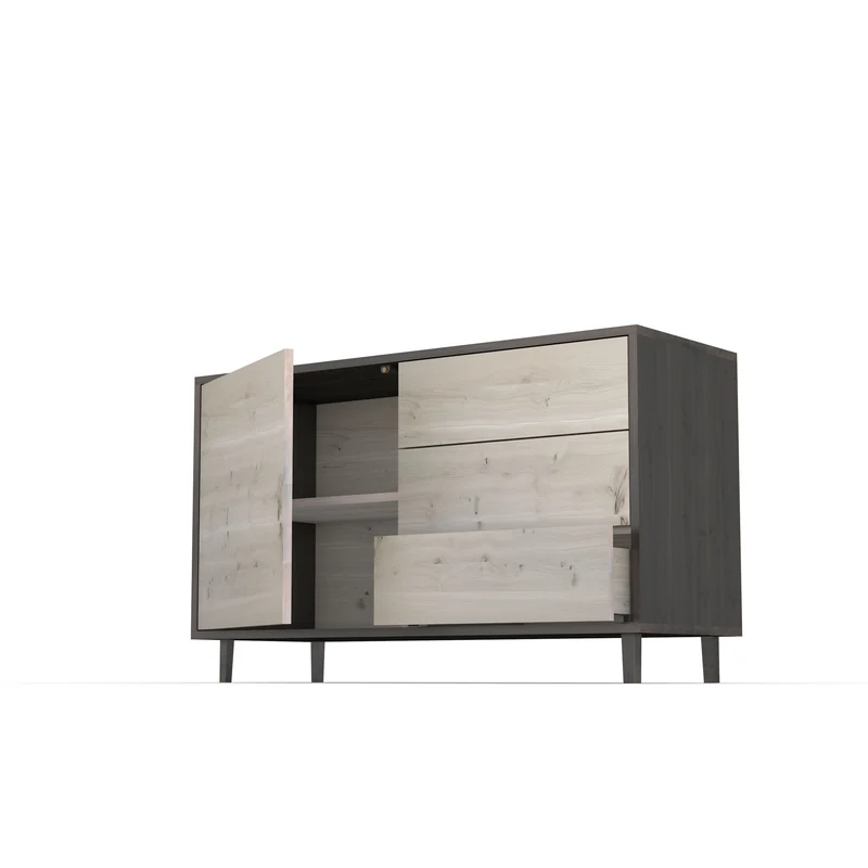 Sideboard "schmale Fuge" Eiche Rustikal - Schwarz/Weiß geölt 120cm
