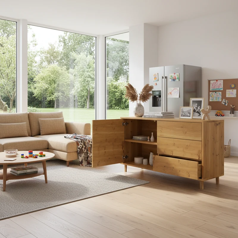 Sideboard "schmale Fuge" Eiche Rustikal - Natur geölt 120cm