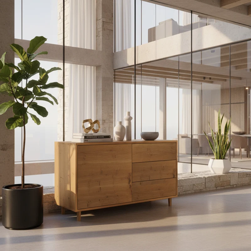 Sideboard "schmale Fuge" Eiche Rustikal - Natur geölt 120cm