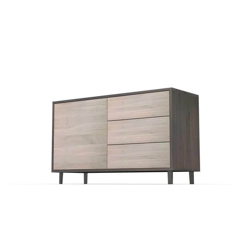 Sideboard "schmale Fuge" Eiche Premium - Schwarz/Weiß geölt 120cm