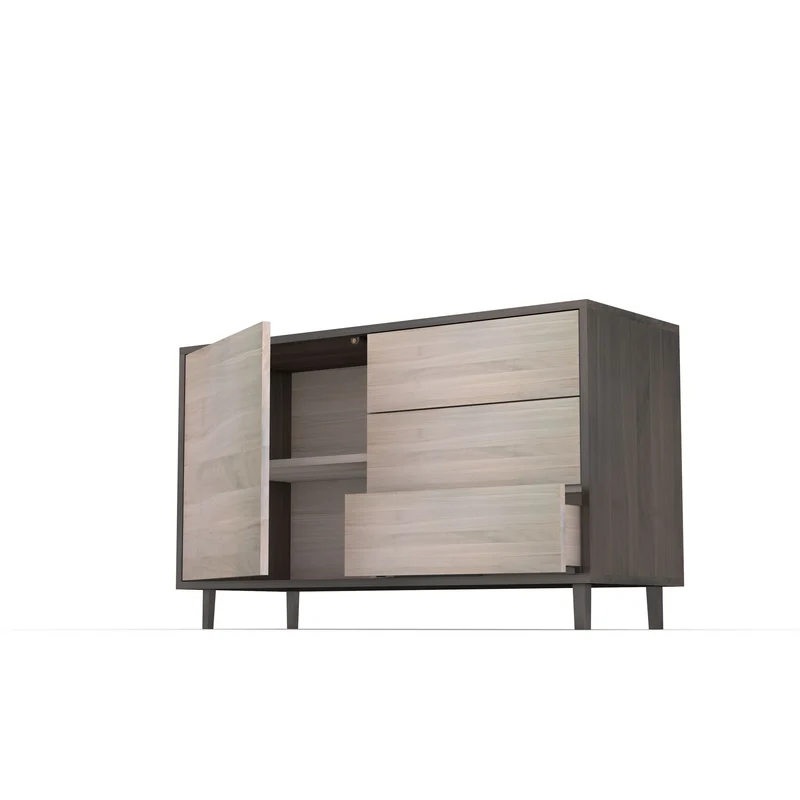 Sideboard "schmale Fuge" Eiche Premium - Schwarz/Weiß geölt 120cm