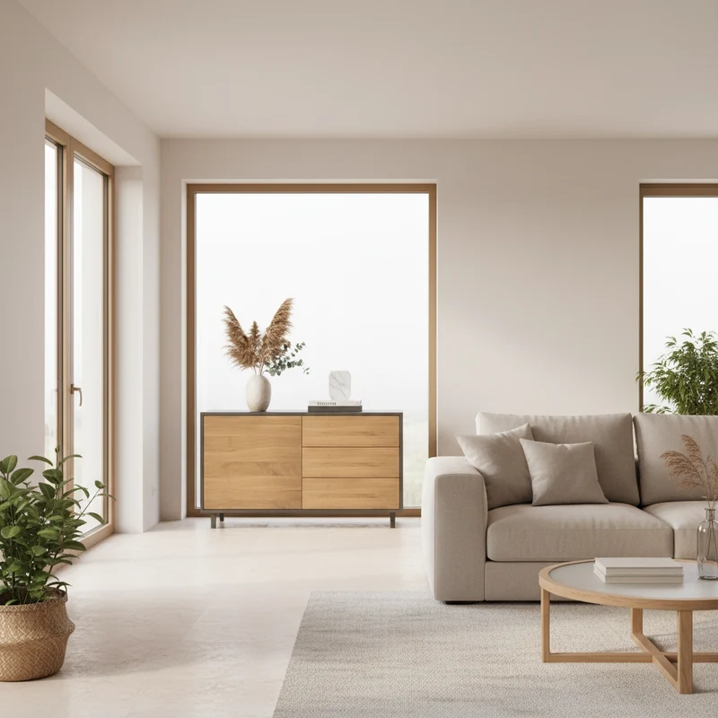 Sideboard "schmale Fuge" Eiche Premium - Natur/Schwarz geölt 120cm