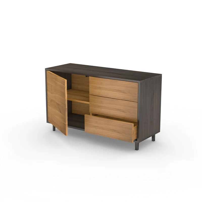 Sideboard "schmale Fuge" Eiche Premium - Natur/Schwarz geölt 120cm
