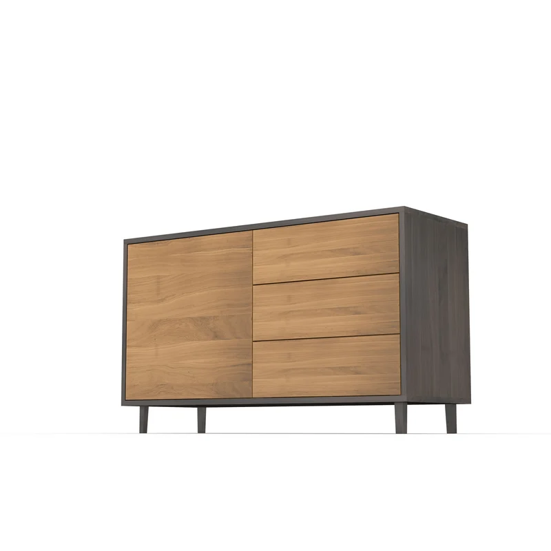 Sideboard "schmale Fuge" Eiche Premium - Natur/Schwarz geölt 120cm