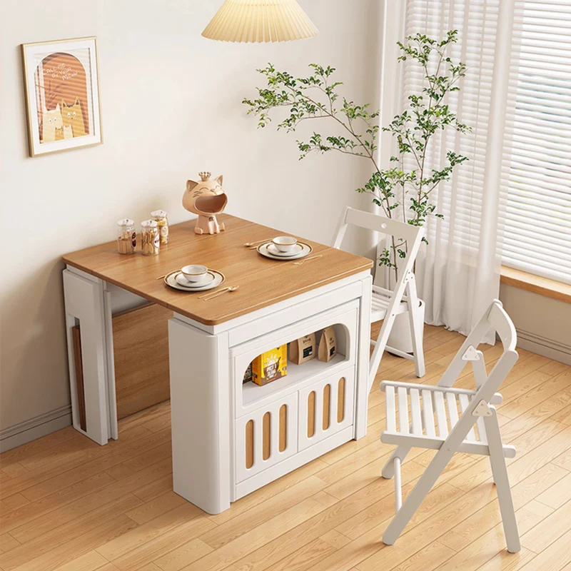 Moderner ausziehbarer Esstisch mit 4 Marmorblättern und Sideboard-Schrank