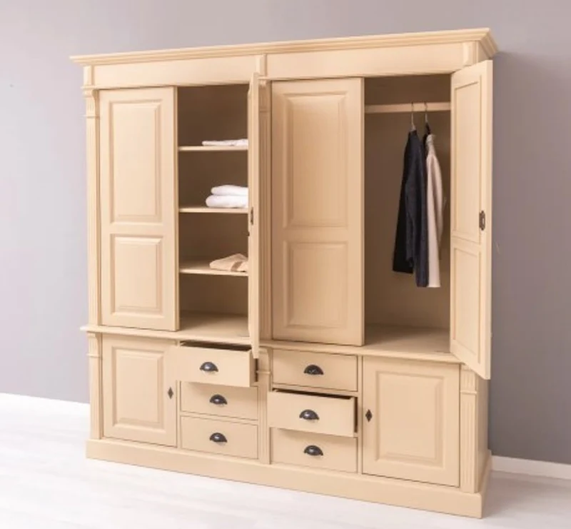 Casa Padrino Kleiderschrank im Landhausstil mit 6 Türen und 6 Schubladen, 198 x 59 x 200 cm