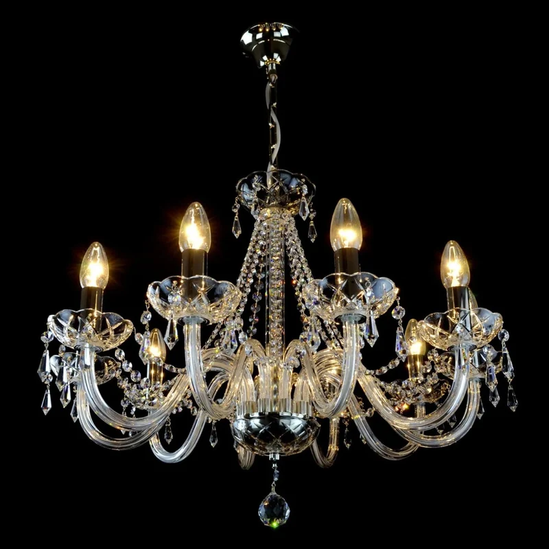 Casa Padrino Luxus Barock Kristall Kronleuchter Silber Ø 67 x H. 50 cm - Prunkvolle Messing Kronleuchter mit böhmischem Kristallglas - Barock Möbel - Edel & Prunkvoll