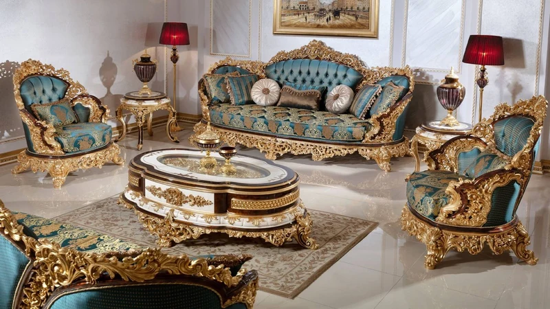Casa Padrino Luxus Barock Sessel Blau / Beige / Braun / Gold - Prunkvoller Wohnzimmer Sessel mit elegantem Muster - Barock Wohnzimmer Möbel - Edel & Prunkvoll