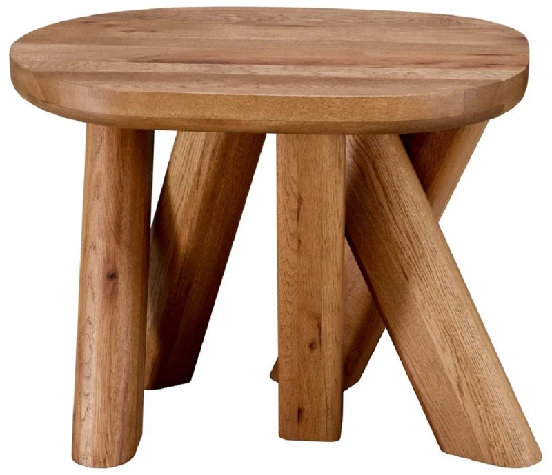 Casa Padrino Luxus Massivholz Beistelltisch Braun 65 x 50 x H. 49,5 cm - Eichenholz Beistelltisch - Wohnzimmer Möbel - Luxus Möbel - Luxus Qualität