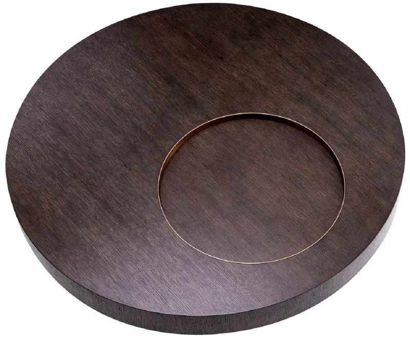 Casa Padrino Luxus Couchtisch Mokka / Messing Ø 110 x H. 30,5 cm - Runder Wohnzimmertisch - Wohnzimmer Möbel - Massivholz Möbel - Luxus Möbel - Luxus Einrichtung