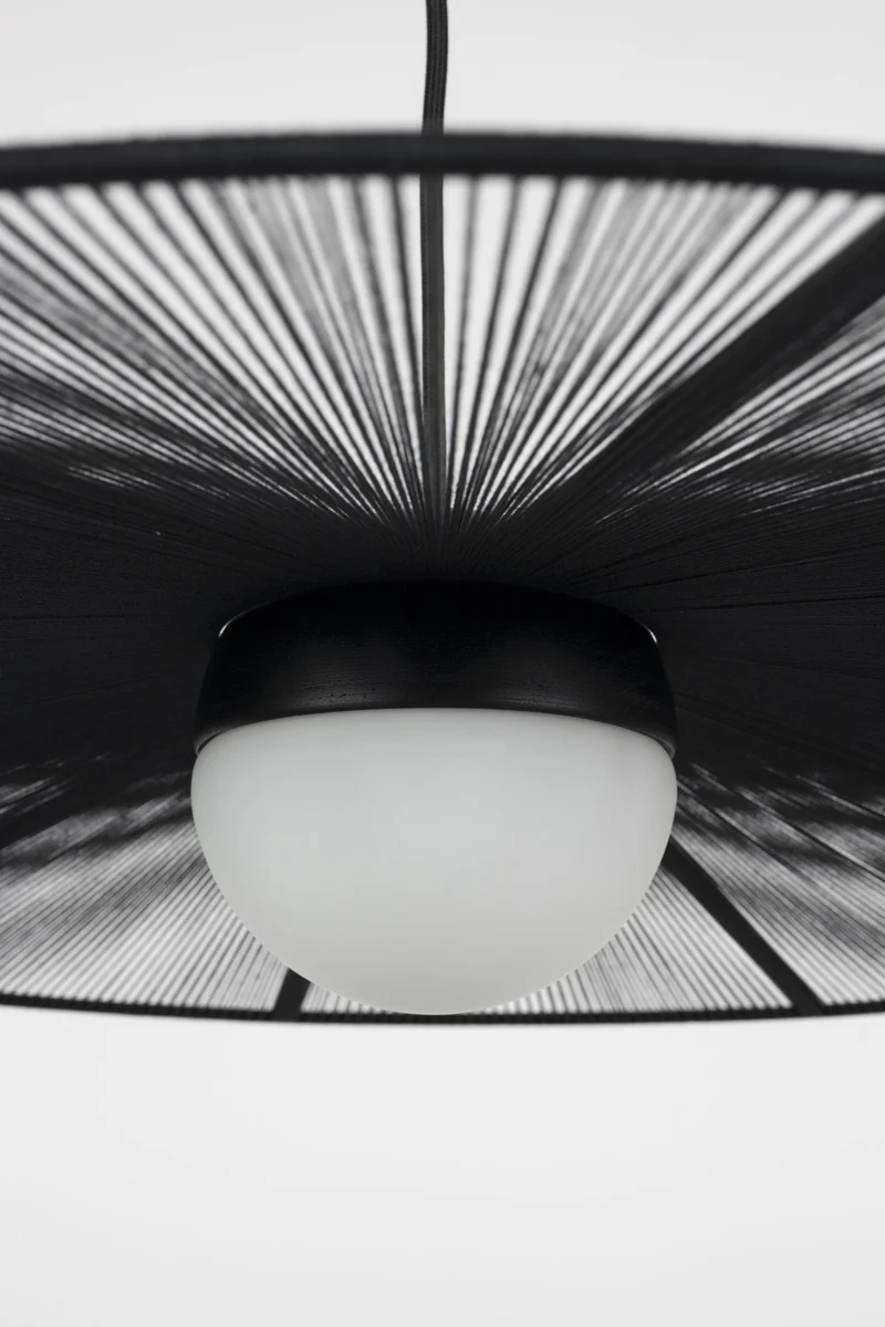 Zuiver Hängelampe Belle S Schwarz | Design-Leuchte mit Seil-Schirm