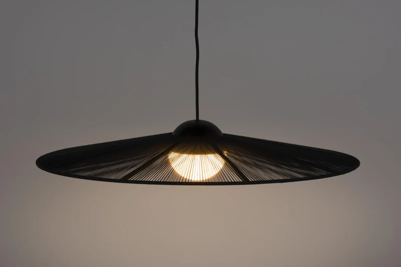 Zuiver Hängelampe Belle S Schwarz | Design-Leuchte mit Seil-Schirm