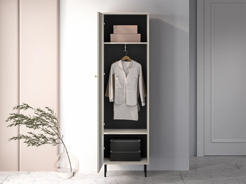 Flurschrank Caletto 55 cm, einflügelig, mit dekorativen Lamellen, beige