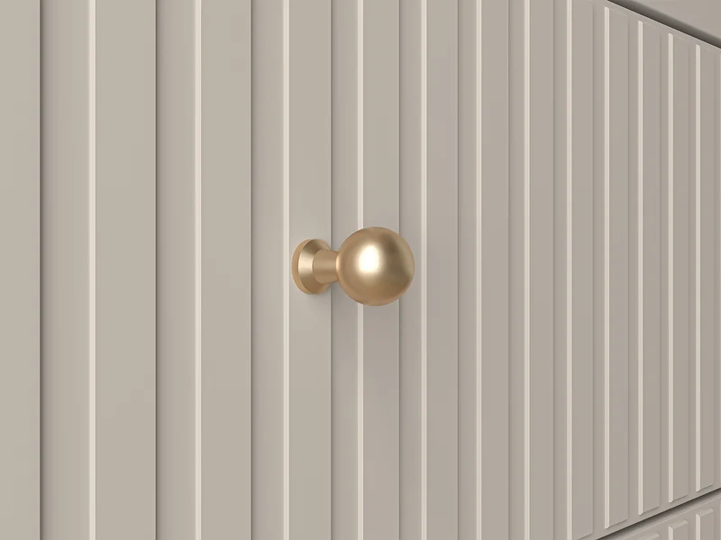 Drehtürenschrank Caletto 150 cm mit zwei Schubladen, dekorative Lamellen, beige