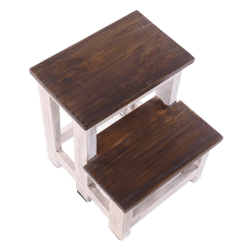 TRITTLEITER "STEP" | 46x37 cm (HxB), Altholz | Tritthocker | Farbe: 05 weiß-natur