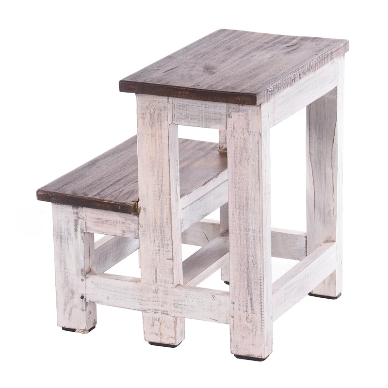 TRITTLEITER "STEP" | 46x37 cm (HxB), Altholz | Tritthocker | Farbe: 05 weiß-natur