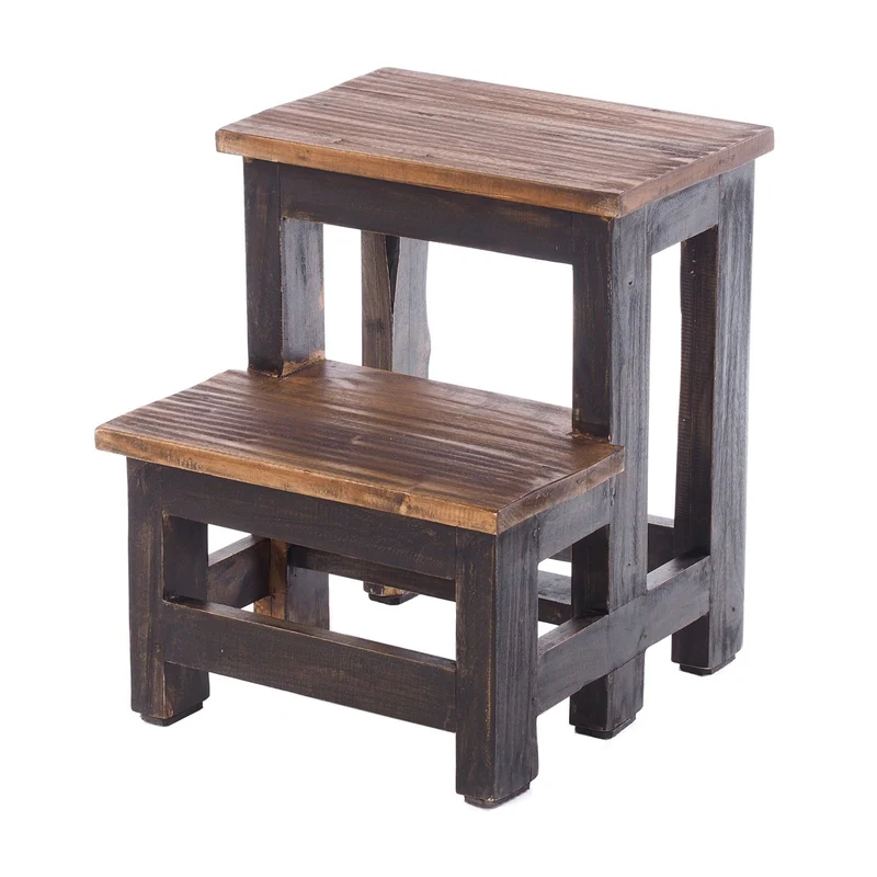 TRITTLEITER "STEP" | 46x37 cm (HxB), Altholz | Tritthocker | Farbe: 04 schwarz-natur