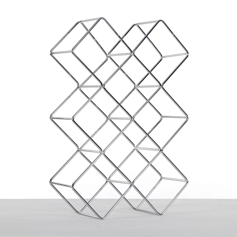 WEINFLASCHENHALTER "CUBE" | Metall, 37,5 cm | Weinregal | Farbe: silber