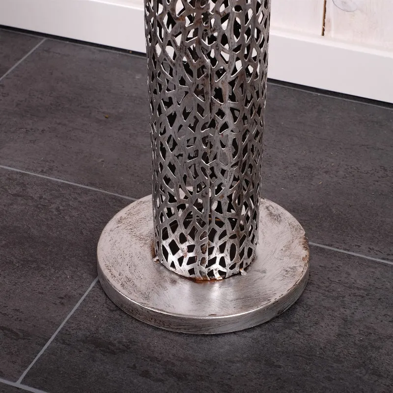 RIESEN KERZENSTÄNDER "ETERNAL II" | Metall 100cm, antik-silber | Säule