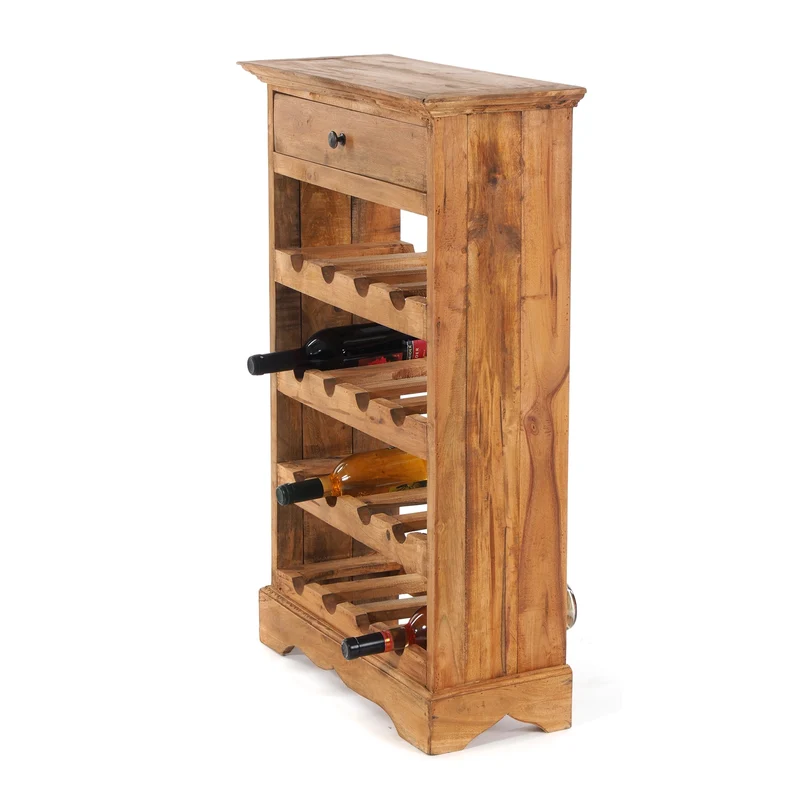 WEINREGAL CORTEZ | 85x55cm(HxB) Flaschenregal aus Holz mit Schublade | Farbe: 08 honigfarben gewachst