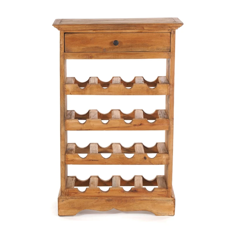WEINREGAL CORTEZ | 85x55cm(HxB) Flaschenregal aus Holz mit Schublade | Farbe: 08 honigfarben gewachst