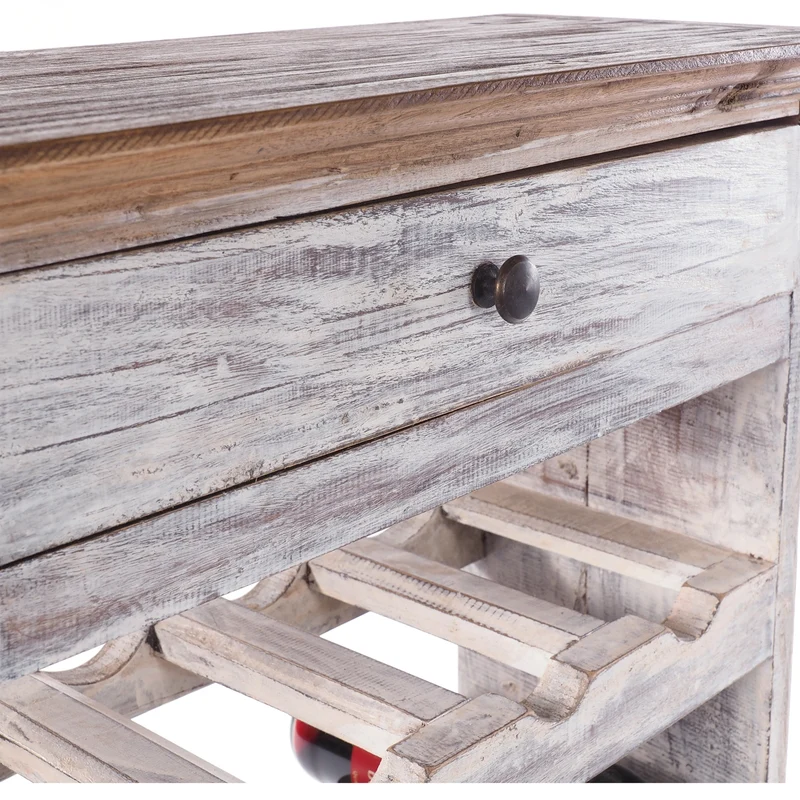 WEINREGAL CORTEZ | 85x55cm(HxB) Flaschenregal aus Holz mit Schublade | Farbe: 05 weiß-natur