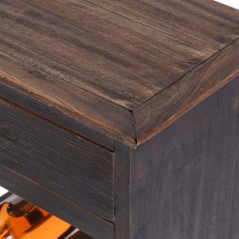 WEINREGAL CORTEZ | 85x55cm(HxB) Flaschenregal aus Holz mit Schublade | Farbe: 04 schwarz-natur