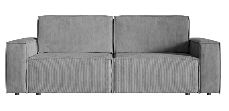 Dreisitziges ausklappbares Sofa Copertino in hellgrauem Cordstoff