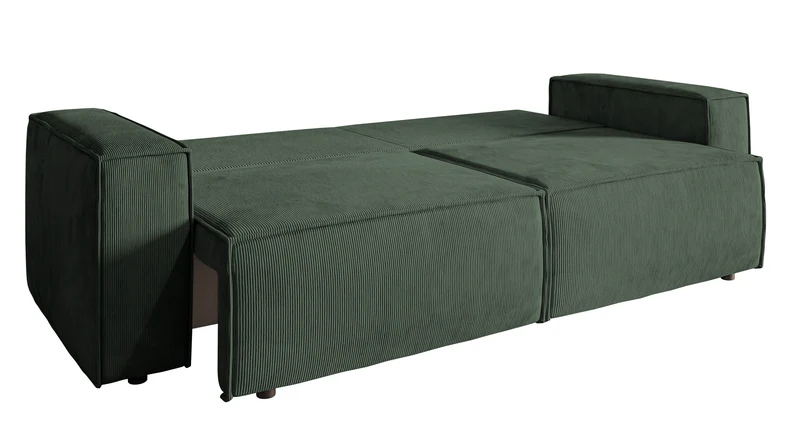 Dreisitziges ausklappbares Sofa Copertino, grün, Cordstoff