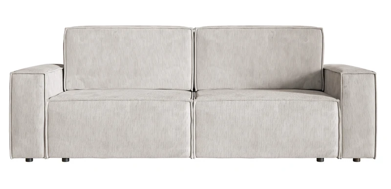 Dreisitziges ausklappbares Sofa Copertino in Sandfarbe, Cordstoff