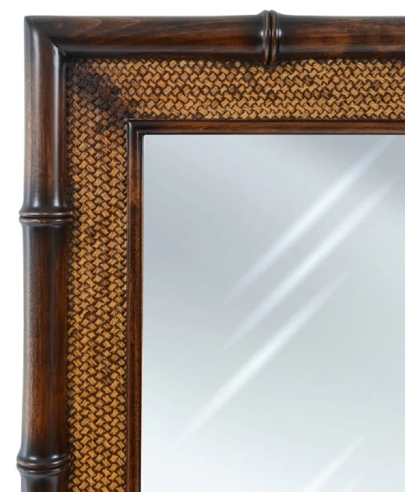 Casa Padrino Luxus Vintage Stil Wandspiegel Braun / Naturfarben 74 x 8 x H. 184 cm - Rechteckiger Massivholz Spiegel - Vintage Stil Möbel - Luxus Möbel