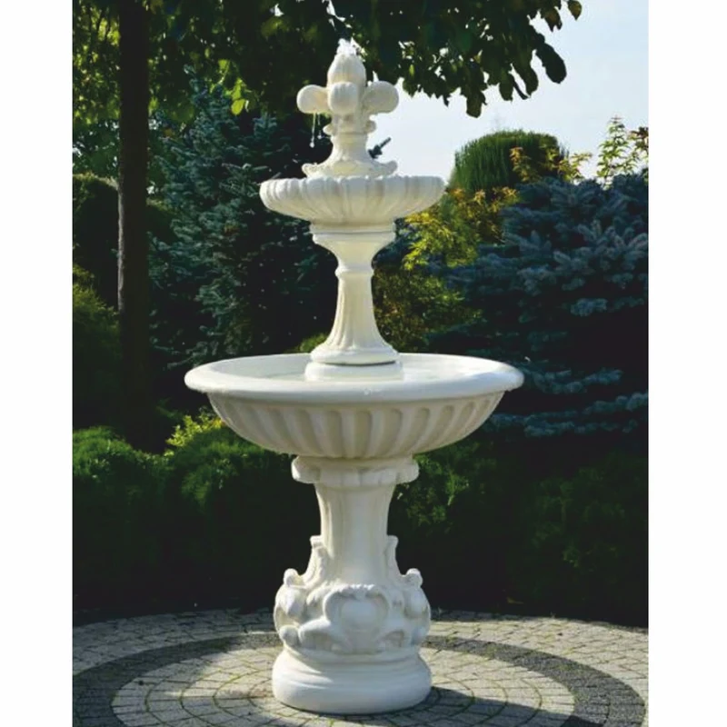 Casa Padrino Barock Springbrunnen Weiß Ø 92 x H. 181 cm - Nostalgischer Gartenbrunnen