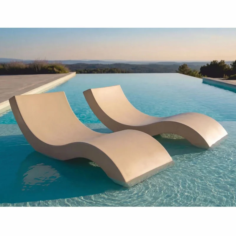 Casa Padrino Luxus Poolliege Matt Beige 180 cm - Hotel & Pool Möbel