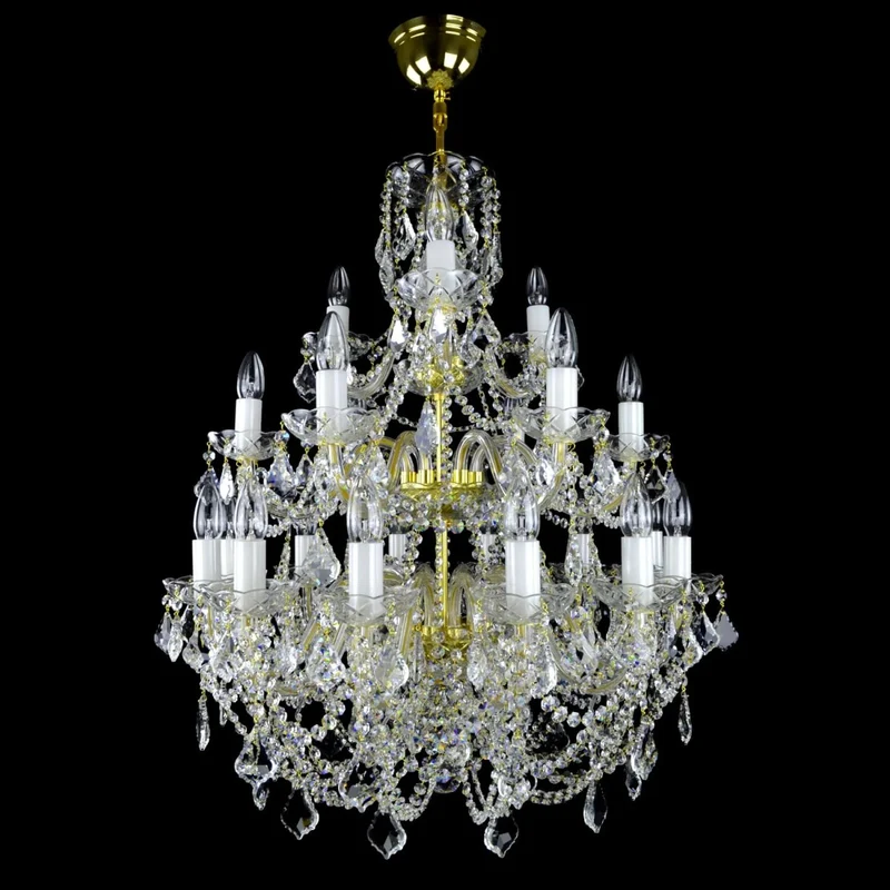 Casa Padrino Luxus Barock Kristall Kronleuchter Gold Ø 67 x H. 80 cm - Prunkvolle Messing Kronleuchter mit böhmischem Kristallglas - Barock Möbel - Edel & Prunkvoll