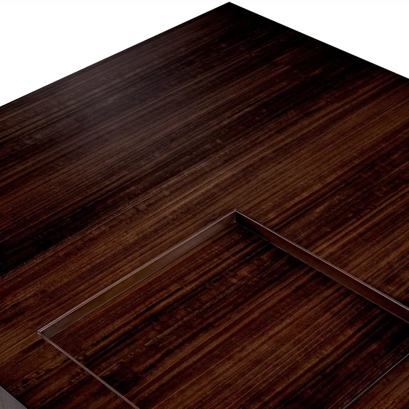 Casa Padrino Luxus Couchtisch Dunkelbraun Hochglanz / Bronze 110 x 110 x H. 31 cm - Quadratischer Wohnzimmertisch - Wohnzimmer Möbel - Massivholz Möbel - Luxus Möbel - Luxus Einrichtung