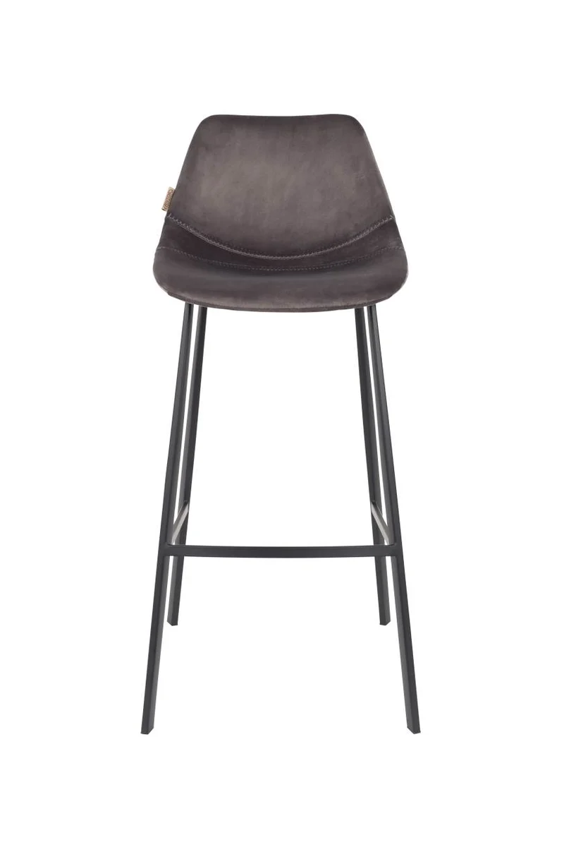 Barhocker FRANKY VELVET Samt Grau von DutchBone